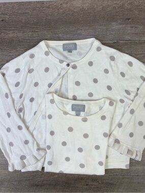 Pure Collection 2 Piece Cotton Cashmere Polka Dot Cardigan & Shell Set